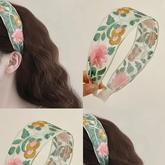 3 Vintage Boho Floral Hair Clip With Lace And Beading, Single Piece - Picture 3 of 5